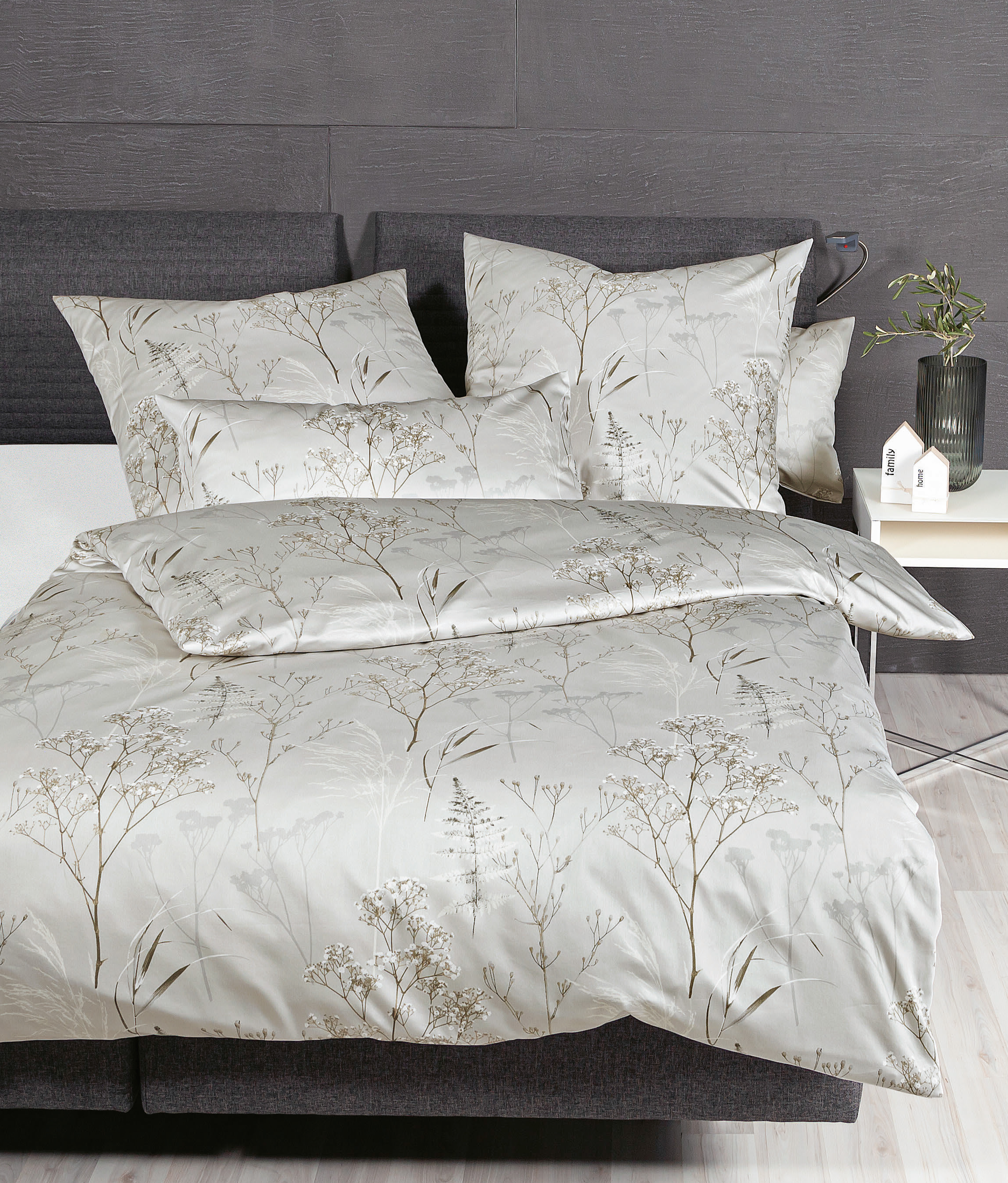 Janine Bettwäscheset 135x200 und 1 x 80x80 cm Milano mondstrahl Mako-Satin